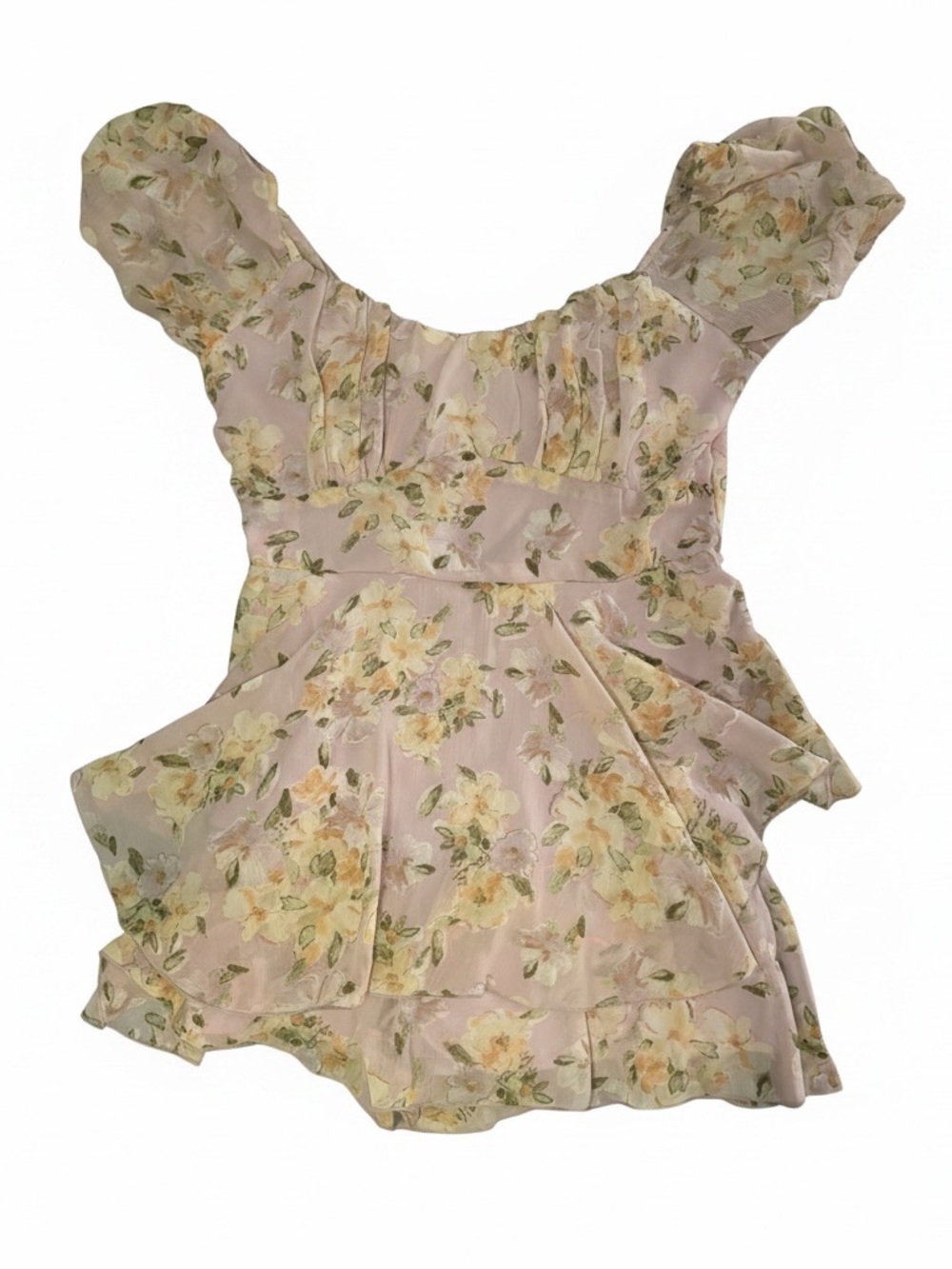 Floral Ruffle Peplum Romper - Picture 2 of 11
